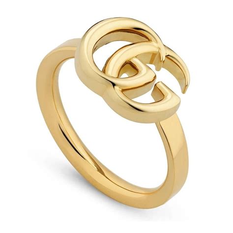 anello gucci dorato|Anello con logo in Oro .